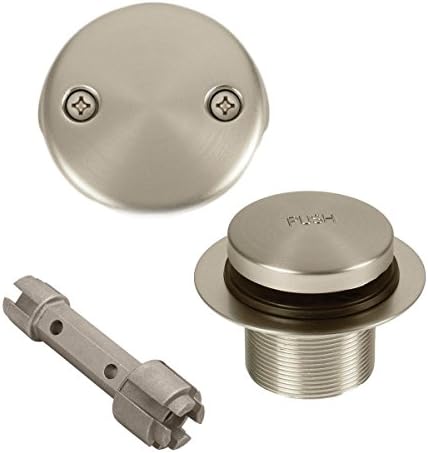 Bennington Toe Touch Bathtub Tub Drain Waste Overflow Conversion with Removal Tool, Satin Nickel