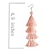 HSWE Tassel Earrings Hula Skirt Thread Tassel Eardrop Tiered Dangle Earrings Cream Pink
