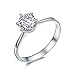 SPILOVE Serend 18k White Gold Plated 1 Carat Round Cubic Zirconia Solitaire Wedding Engagement Rings, Gift for Valentine Day, Size 4 to 9,Women's Day