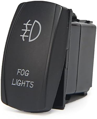 SinoAuto Laser Fog Lights Rocker Switch ON-OFF 5 Pin LED Lights w/ Jumper Wire 20A 12V Blue