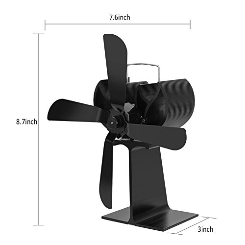 Aneil Fireplace Fan 4-Blades Heating Furnace Distribution Heat Powered Wood Burning Stove Fan Thermo-motive Winter Cold Weather (A)
