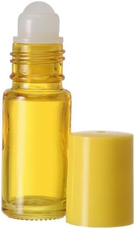 5 ml. Glass Roll on Bottle. Perfect for Essential Oils Aromatherapy, Perfume and Cologne. Plastic Roller. Pipettes Included (72 Bottles, Yellow)