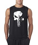 New Way 687 - Men's Sleeveless New Daredevil Punisher Skull Logo Large Black