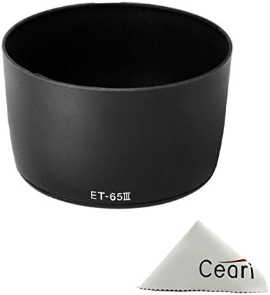 CEARI Dedicated Replacement ET-65 III Bayonet Lens Hood for Canon EF 85mm F/1.8 USM, EF 100mm f/2.0 USM Lens + CEARI MicroFiber Clean Cloth