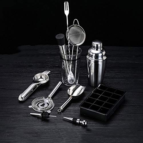Sektkühler Eisbehälter Weinkühler Premium-Cocktail Shaker Bar Werkzeug-Set (11 Stück) gebürstetem Edelstahl Barkeeper…