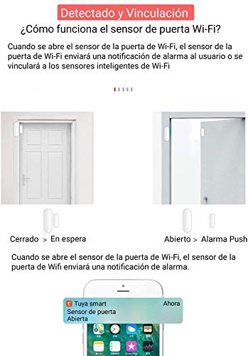 Aktivstar-Alarma-para-Puerta-Inteligente-Sensor-Magntico-Antirrobo-de-Control-por-APP-y-Conexin-WiFI-Detector-para-Puertas-y-Ventanas-Caja-Cajn-Compatible-con-Alexa-Google-Home-IFTTT