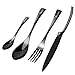 Flatware Cutlery Sets, HUIRUI Stainless Steel Silverware Set for Families, Kitchens, Hotels or Restaurants Gift Box Package 4 Piece Include Knife/Fork/Spoon Black