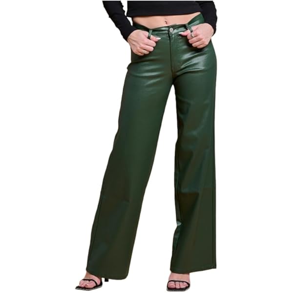 7 For All Mankind Faux Leather Easy Trousers Jet Set 25 at Amazon Women's  Clothing store