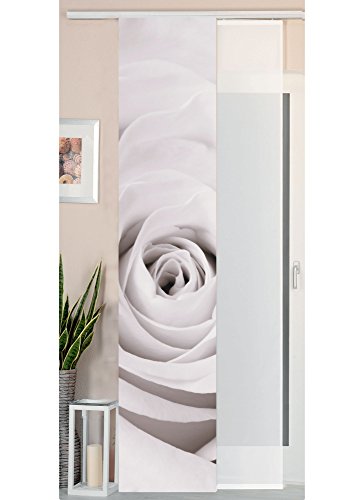 Gardinenbox Curtain Box Sliding Curtain Panel Curtain Wild Silk Look and Voile Panel, Polyester, Rose, 245 x 45 cm, 2 Units