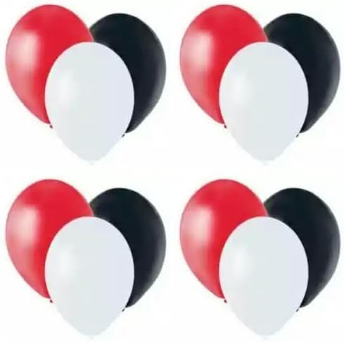 Red, White, And Black 11" Latex Balloons (12 Pack) by Party supply Balloons