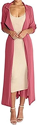 Golaiby Women's Long Sleeve Chiffon Lightweight Maxi Sheer Duster Cardigans (Large, Pink)