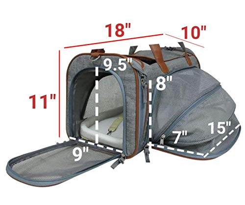 Mr. Peanut's Expandable Airline Approved Soft Sided Pet Carrier, Low Profile Gold Series Tote, Premium Brand Self Locking Zippers, Plush Faux Fleece Bedding with a Sturdy Plywood Base