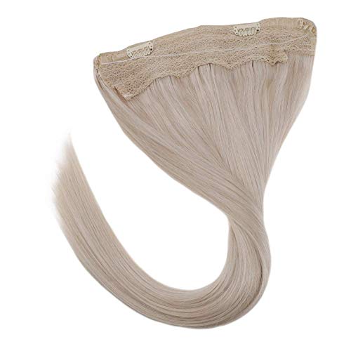 LaaVoo 16 Inch Solid Color Light Blonde Halo Hair Extensions 100% Real West Remy Human Hair Fish Line on Human Hair Invisible Wire Hair Extensions 11" Width 80g Per Pack...