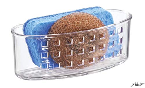 Plastic Kitchen Sink Suction Holder Bathroom Shower Caddy Storage Shelf Basket Organization.Ideal for Sponges,Scrubbers,Soap,Body-wash,Loofahs,Razors,Small Shampoo,Conditioner Bottles, (1 PACK)