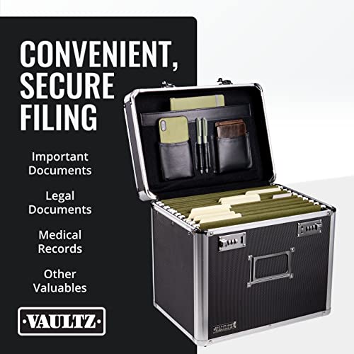 Vaultz Locking File Organizer Box 13.5 x 13.25 x 10.5 Inch Large