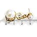 Gems&Silver Romantic Set Pearl Necklace and Earrings 3 Colors 18K Gold Plated with Rhinestones