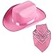 Funny Party Hats Cowboy Hat - Western Hat with Paisley Bandanna - Dress Up Clothes (Pink Cowgirl Hat with Pink Paisley Bandana)