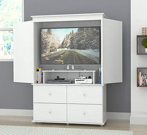 Inval America Laricina-White Armoire/ Audio/Video Combo