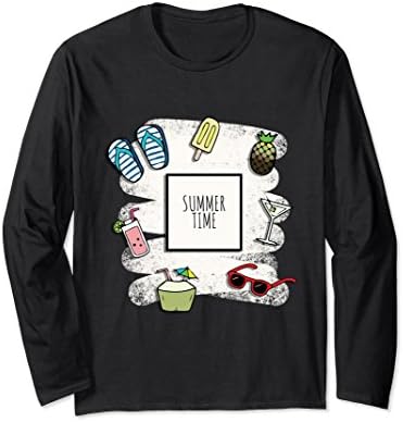 Unisex Summer Time Tee Flip Flops, Cocktails, Pineapple, Sunglasses XL: Black
