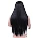 ForQueens Synthetic Long Straight Hair Wigs Black Color Full Wig for Women Middle Part Heat Resistant Wigs Long Wigs for Black Women