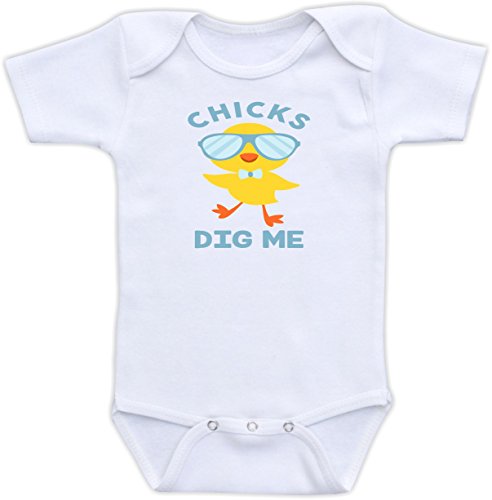Chicks Dig Me - Cute Easter Baby Boy Bodysuit Baby Clothes (18M Short Sleeve Bodysuit)