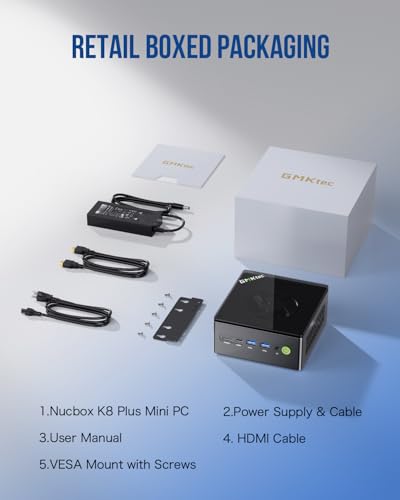 GMKtec Gaming Mini PC K8 Plus AMD Ryzen 7 8845HS (8K/16T, up to 5.1GHz) 32GB DDR5 RAM 512GB SSD, Desktop Oculink/Dual NIC 2.5G/WiFi 6E/BT5.2/HDMI 2.1/USB4/USB3.22 + USB2.02