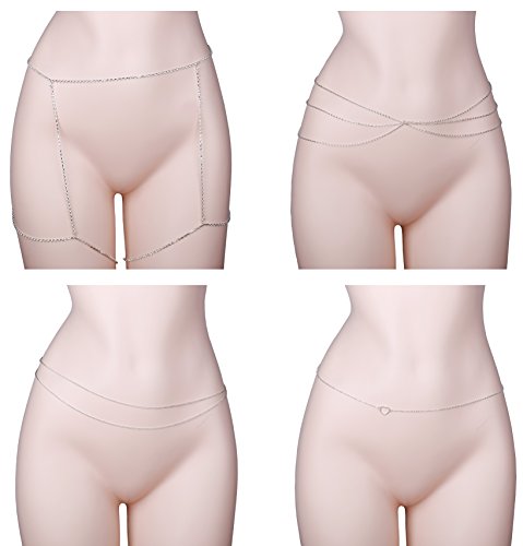 Finrezio 4 pcs waist belt belly chains for women body j…