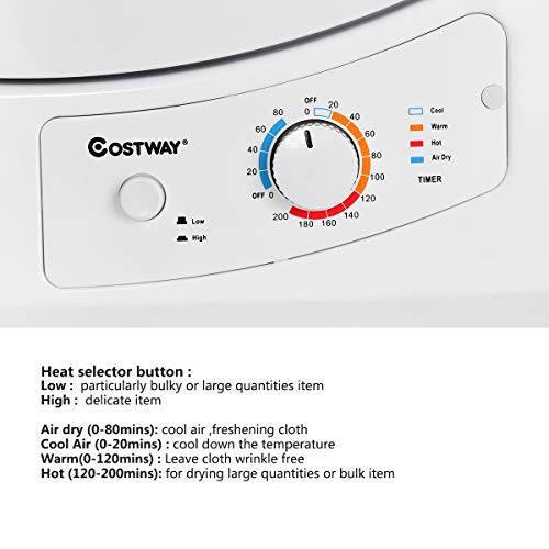 COSTWAY Electric Compact Laundry Dryer, 2.65 Cu.Ft Capacity Portable