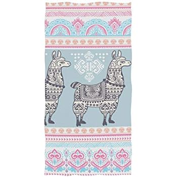 Naanle Chic Boho Beautiful Llama Paisley Floral Soft Bath Towel Highly Absorbent Large Hand Towels Multipurpose for Bathroom, Hotel, Gym and Spa (16