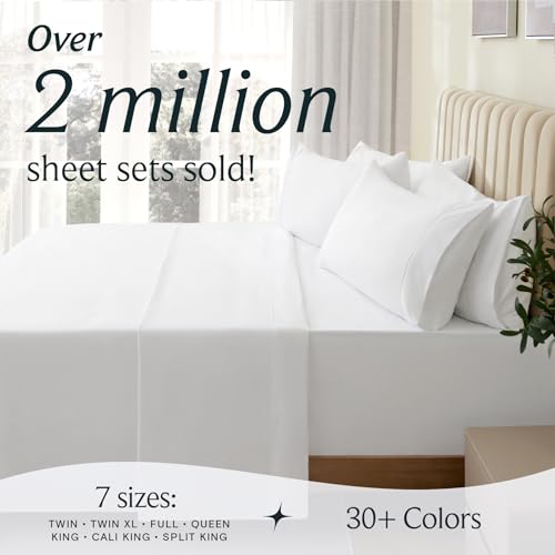 6 PC King Sheet Set, Rayon Made from Bamboo Bed Sheets, Deep
