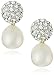Amazon Collection 14k Yellow Gold Freshwater Imitation Pearl with Cubic Zirconia Drop Earrings
