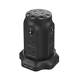 Umirro 8 - Outlet Surge Protector Power Strip with 4 USB Charging Ports, 1080 Joules Surge Protection, 6.8A and 6' Heavy Duty Extension Cord, Pure Black