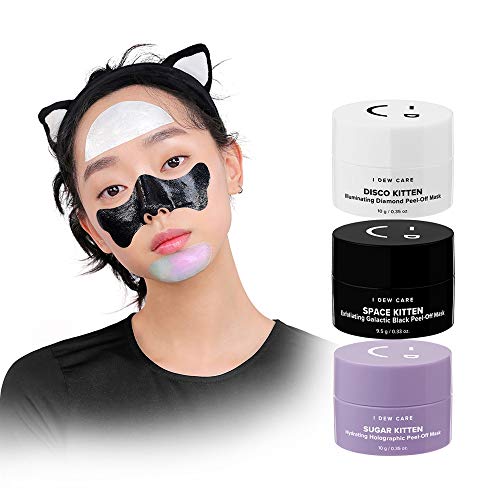 I DEW CARE Mini Meow Face Mask Trio Set 3ea, 3 Mini Chrome Masks, Sugar Kitten! Space Kitten! Disco Kitten! Great Addition To Your Skin Care Routine, For Exfoliating, Hydrating, And An Extra Glow