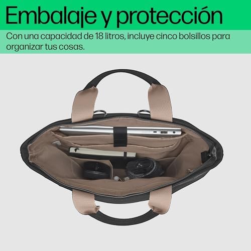 Mochila Bolsa Convertible en Bolso de Mano, Para PC hasta 14.1" en Diagonal, Bolsillo de Bloqueo RFID, Resistente al Agua, 18 L, Negro