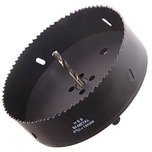 Acrux7 Cornhole Boards Hole Saw Blade, 6 inch (150mm) Corn Hole Drilling Cutter for Cornhole Game, Black Heavy Duty Hole Saw (Black, HSS BI Metal)