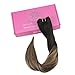Full Shine Weft Hair Extensions Human Hair 16 Inch Sew in Hair Extensions Real Human Hair Color 1B Off Black Fading to Chestnut Brown Highlight Caramel Blonde Soft Silky Hair for Women 105G