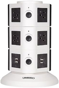Umirro 10-Outlet Power Strip Surge Protector with 4 USB Charging Ports – Pearl White …