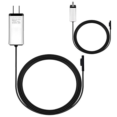 Power Supply Charger Mini Adapter Charger for Microsoft Surface Book 15V 4A with 6FT Power Cord (Silver)