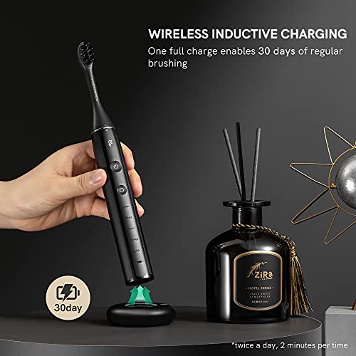 Electric Toothbrush, Sonic Rotation for Adults with 4 Brush Heads with Dupont Bristles, 1 Travel Case, 1 Dental Floss, 2 Minute Timer, Wireless Rechargeable Battery 1000mAh Lasts for 30 Days, Gray U1B