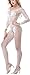 Rozegaga Womens Sexy Large Scale Swirl Pattern Crotchless Fishnet Bodystocking (White)