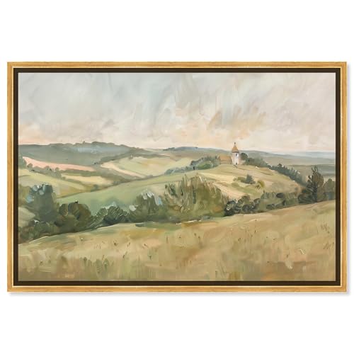 Art Remedy Peaceful Pasture Canvas Classic Landscape Art, Gold Frame, 36" x 24"