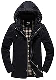 Wantdo Men's Cotton Lightweight Jacket with Removable Hood US Medium Black