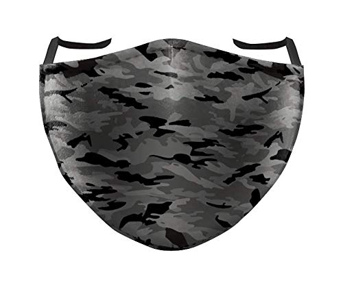 Delfina Stay Safe Reusable Face Mask Protection Washable Mouth & Nose Shield Breathable Anti Smoke Pollution Bike Motorcycle Sport (Grey Camo)