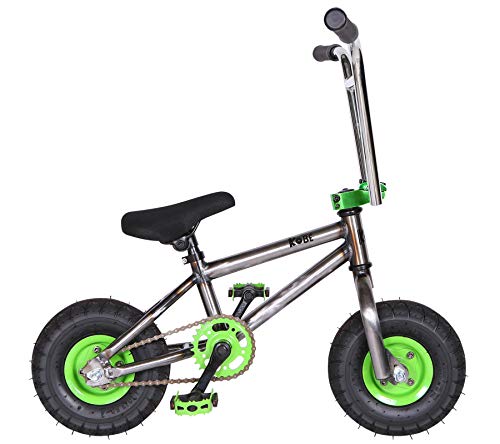 Kobe "Rusty Rat Rod" Mini BMX - Raw + Green - Freestyle, Trick, Stunt Bicycle 10" Wheels