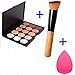 Fashion Women Professional 15 Color Makeup Cosmetic Contour Concealer Palette Make Up+Sponge+Concealer Brush