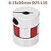RATTMMOTOR 3Pcs 6.35mm to 10mm Plum Flexible Shaft Coupling D25L30 6.35x10mm Aluminum Coupler Jaw Spider Shaft 1/4 Inch Servo Stepper Motor Connector for CNC Router Engraver Milling Machine,3D Printer