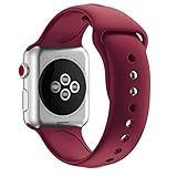 HUANLONG 38mm Soft Silicone Sport Style Replacement Band Iwatch Strap for Apple Wrist Watch Series 1 Series 2 Series 3 (Rose Red 38mm S/M)