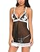 Oheetu Women Sexy Lingerie Lace Babydoll Convertible Bra Set Splicing Chemises