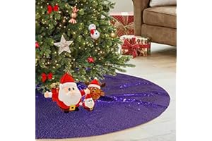 JUYA DELIGHT Sequin Tree Skirt 36nch Small Christmas Tree Skirt Purple Glitter Sequin Tree Skirt for Xmas Decorations,Purple