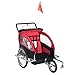 Aosom Elite Three-Wheel Bike Trailer for Kids Bicycle Cart for Two Children with 2 Security Harnesses & Storage, Red
